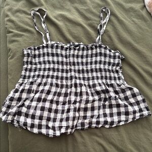 Forever21 Black and White Gingham Peplum Top